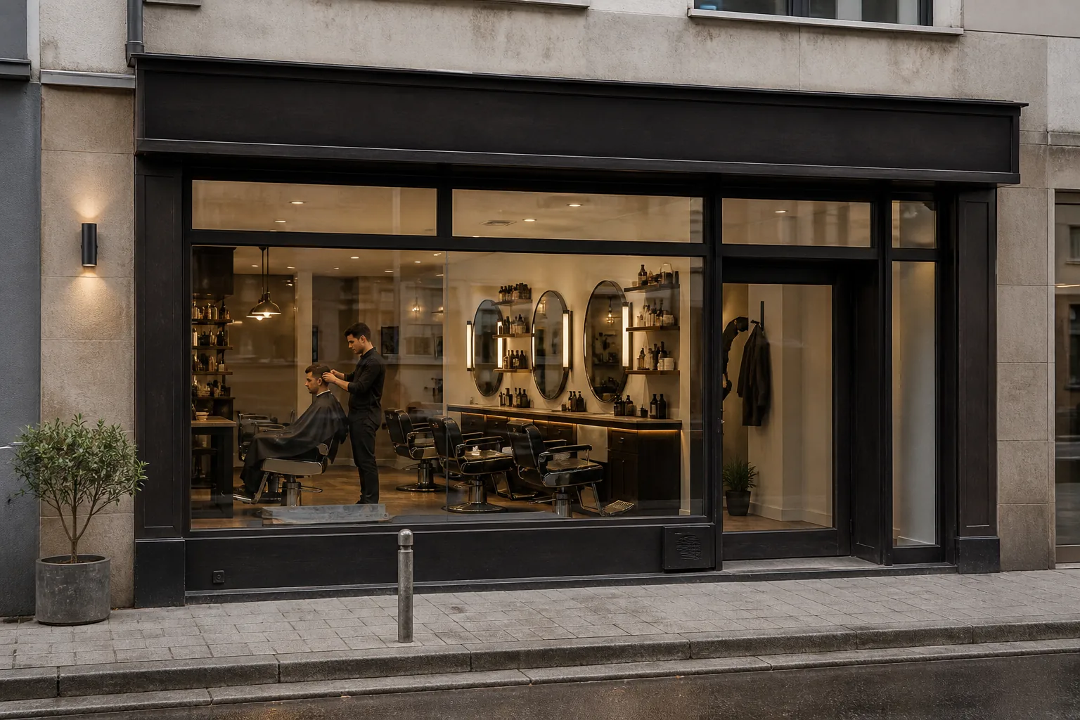 Unabhängiges Grooming Studio in einer europäischen Stadtstraße